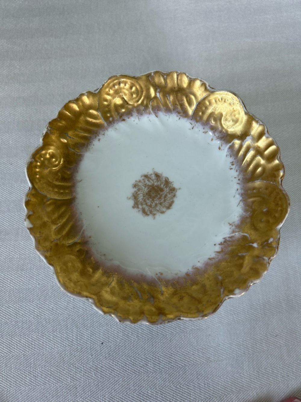 Set of 5 Antique LRL Limoges France Gold Gilt Scalloped Butter Plates 4"